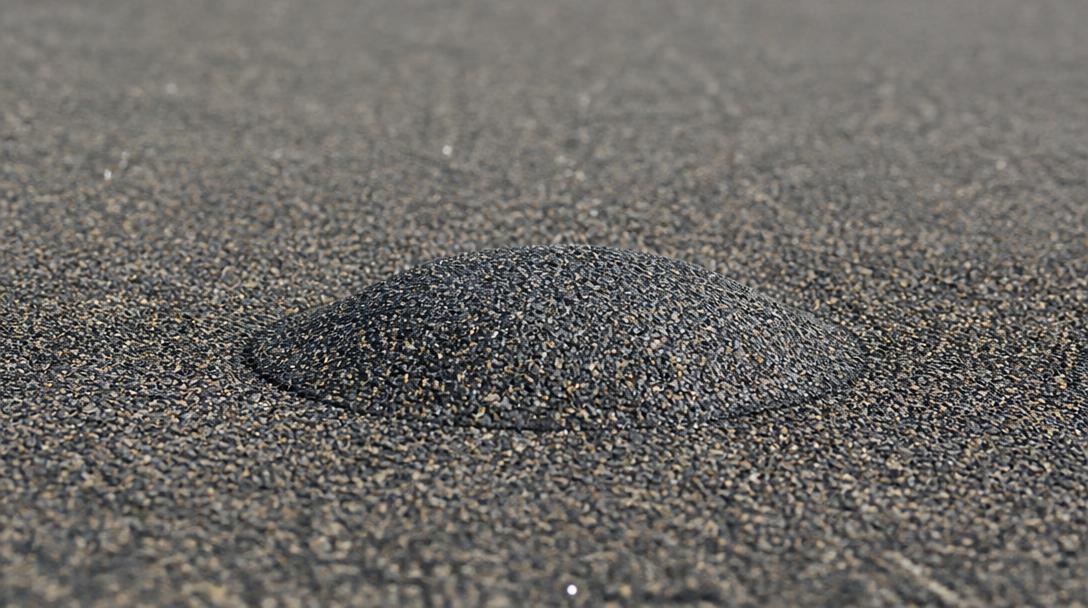 Raised blister bubble in a granulated flat roof membrane surface
